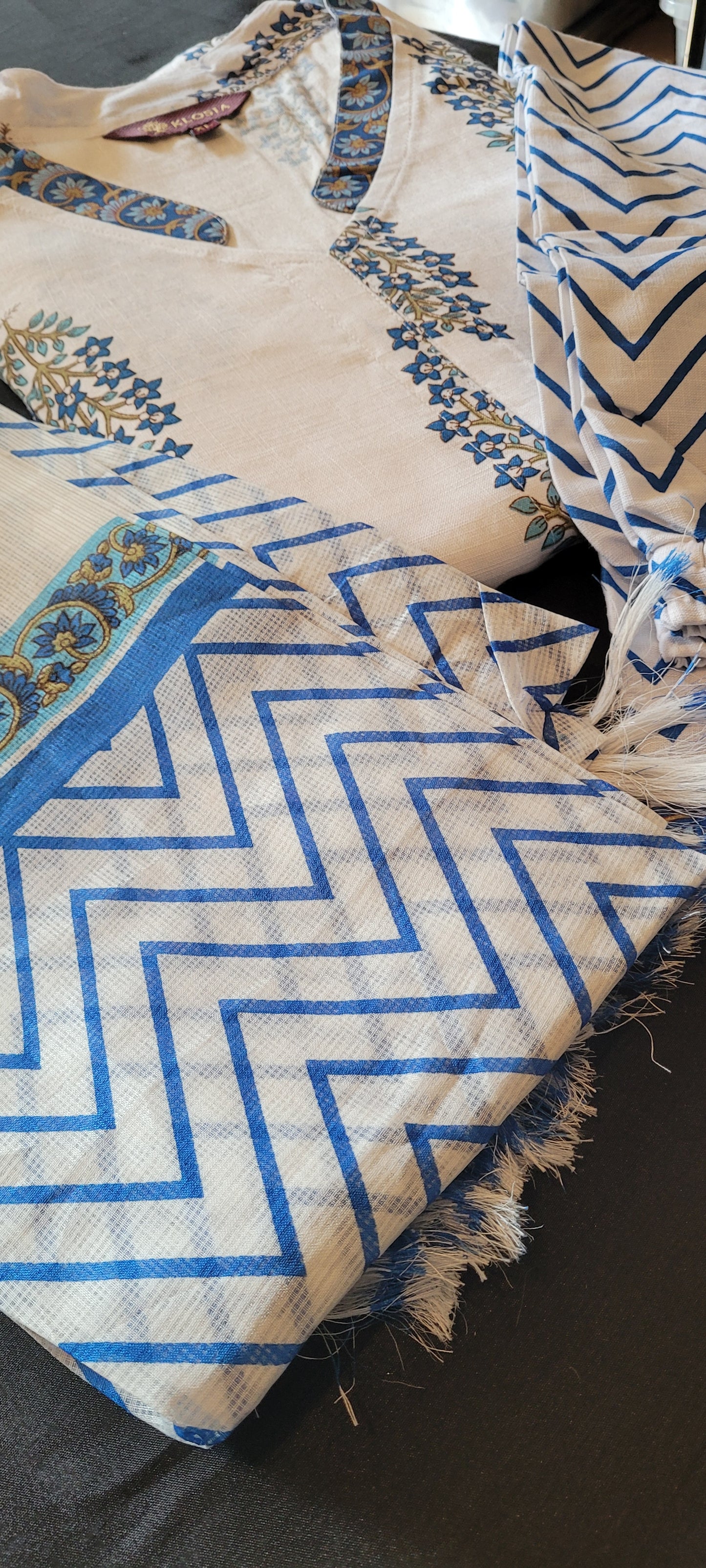 Jaipuri hand block 3 piece suit set
