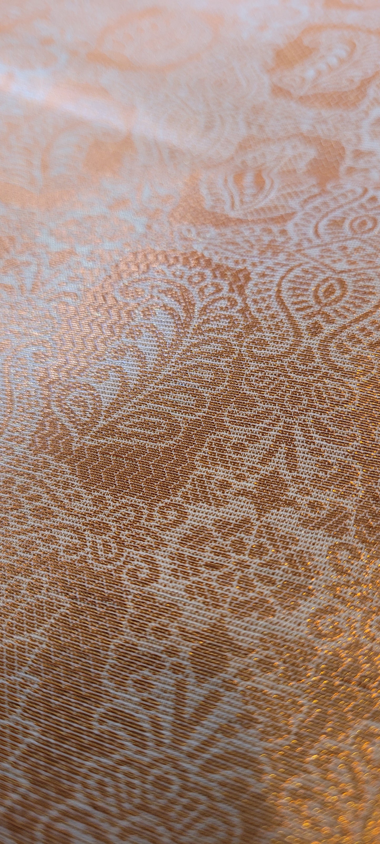 Golden semi tissue saree with copper zari work