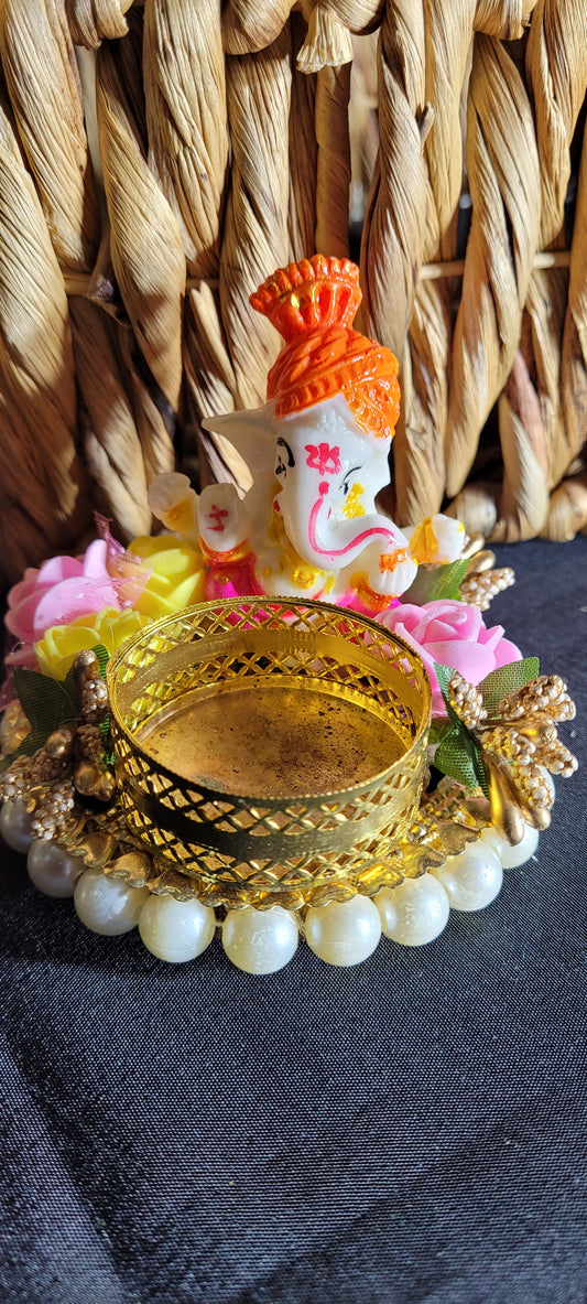 Marble Ganesh ji te lights