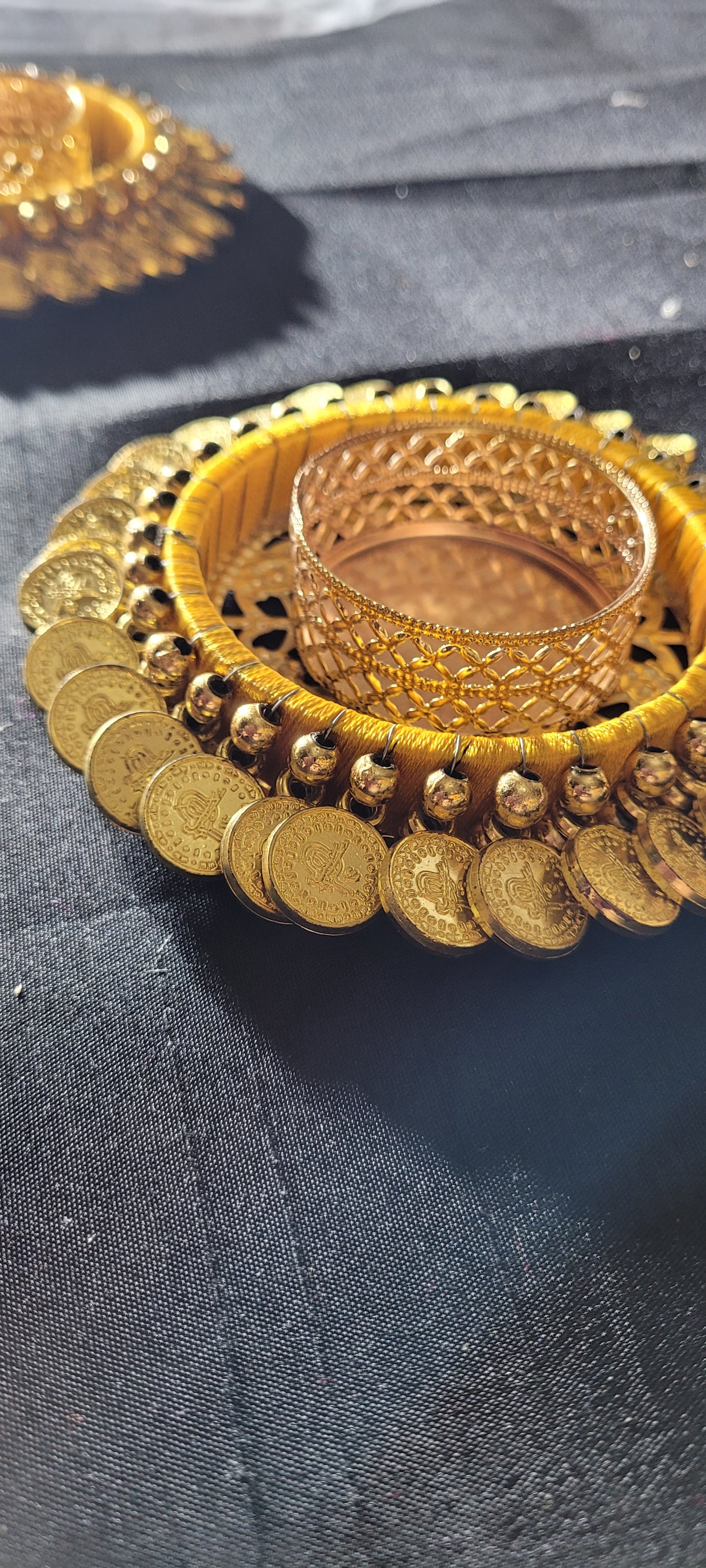 Metal coin plated te lights set of 4