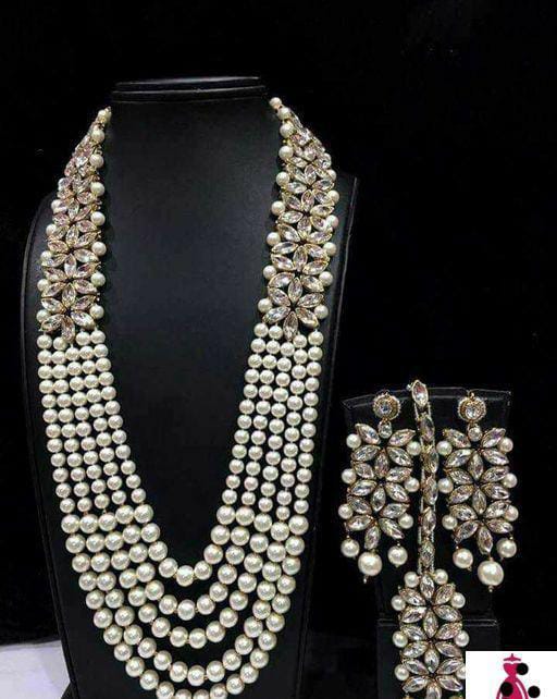 Long stone studded necklace set