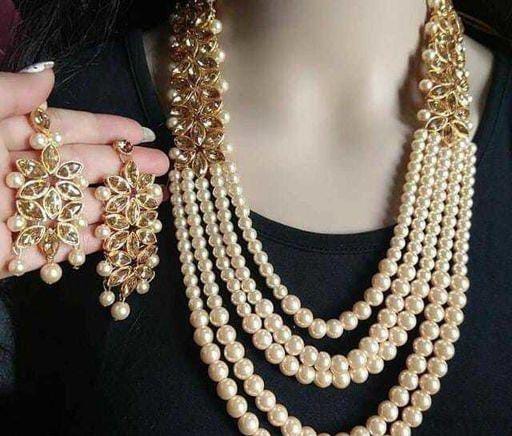 Long stone studded necklace set