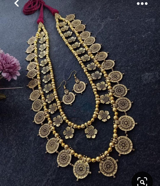 Multi layer brass oxidized jewelry set Sale