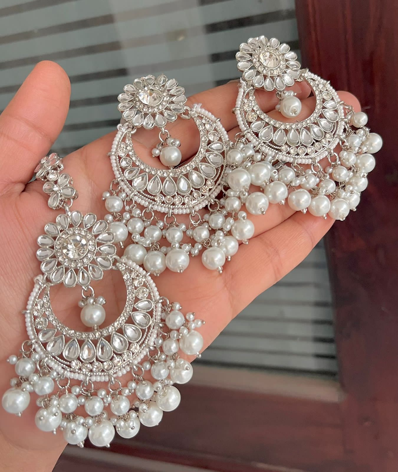 Kundan earrings with tikka