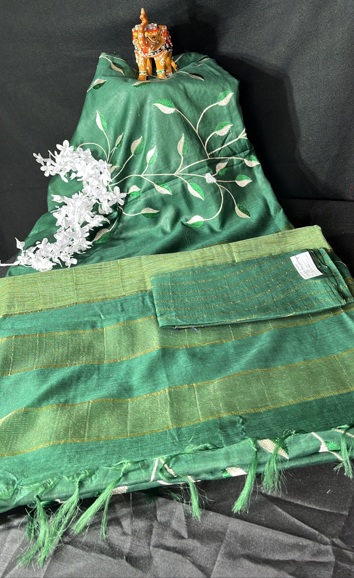 Semi tussar saree with embroidery work