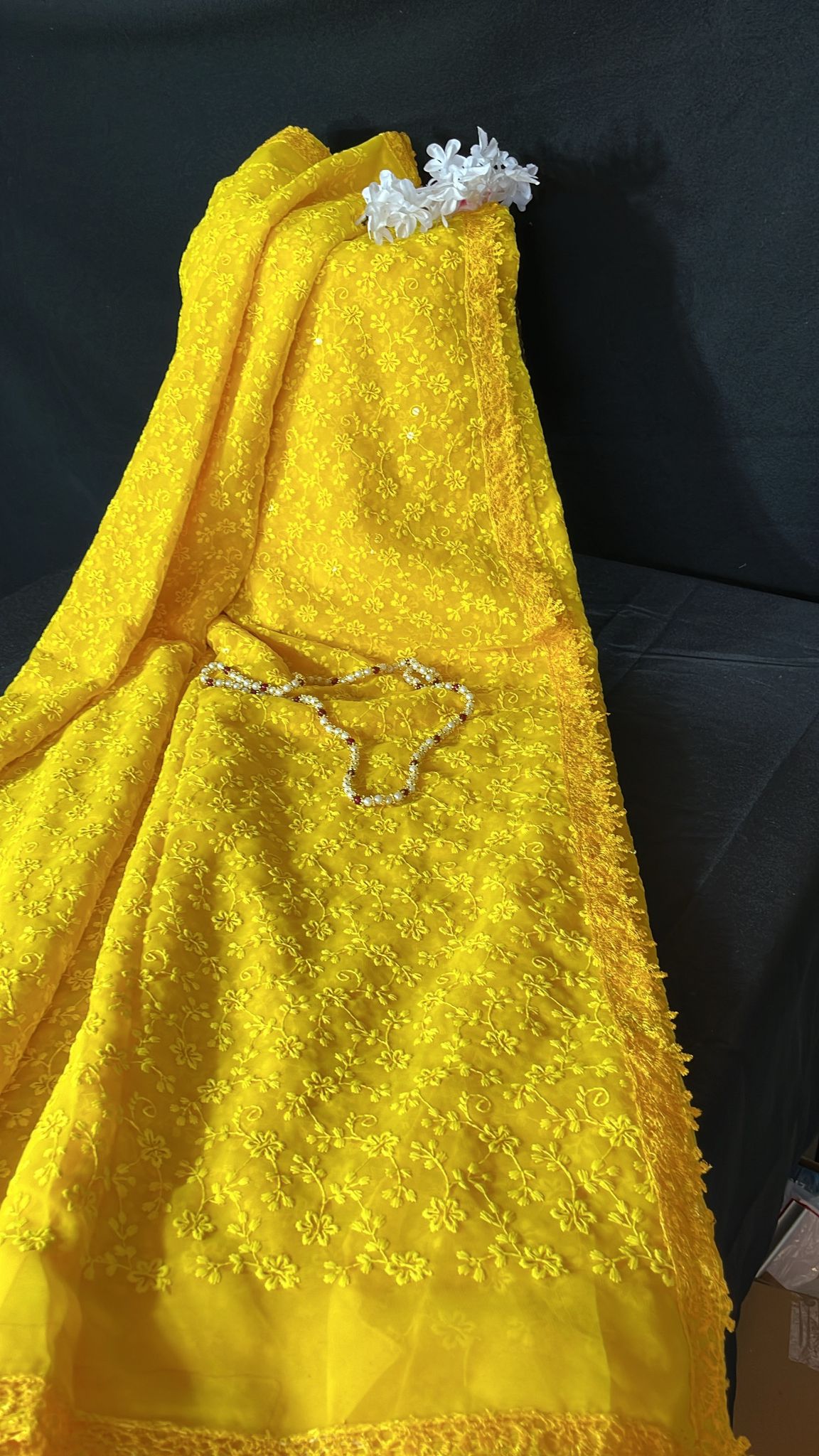 Simple chikenkari work saree