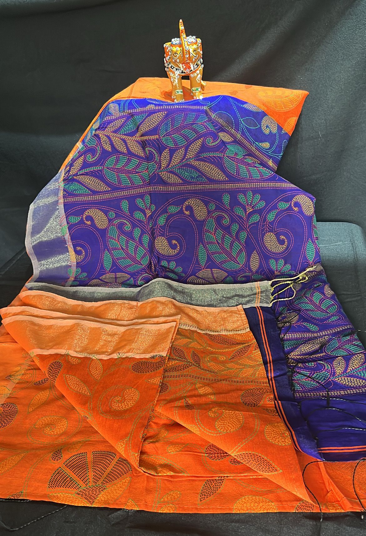 Madhubani block print saree
