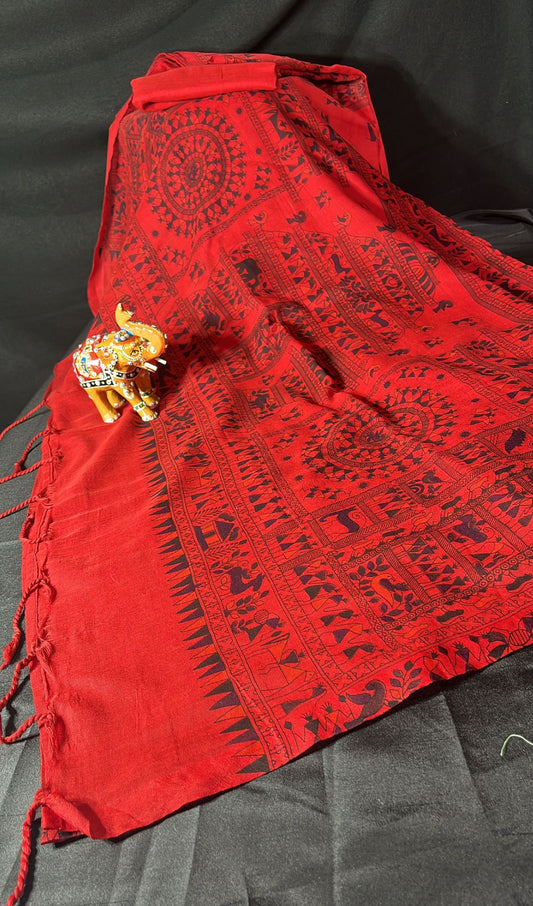 Khadi Saree red
