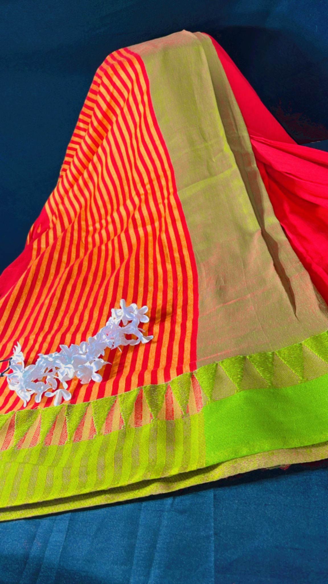 Velvet border khadi cotton saree