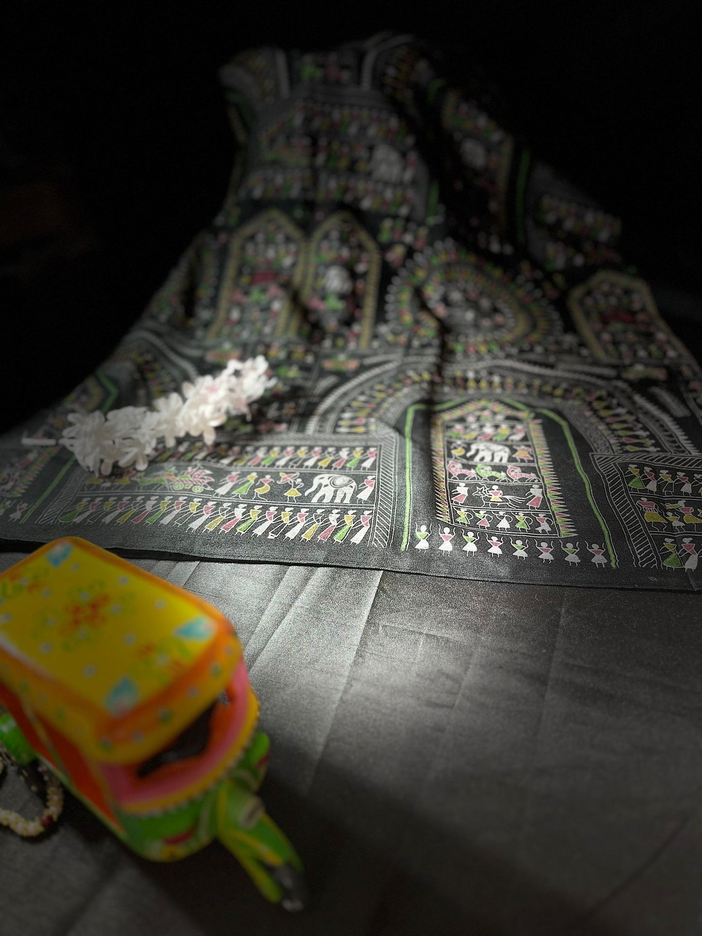 Warli print khadi cotton saree
