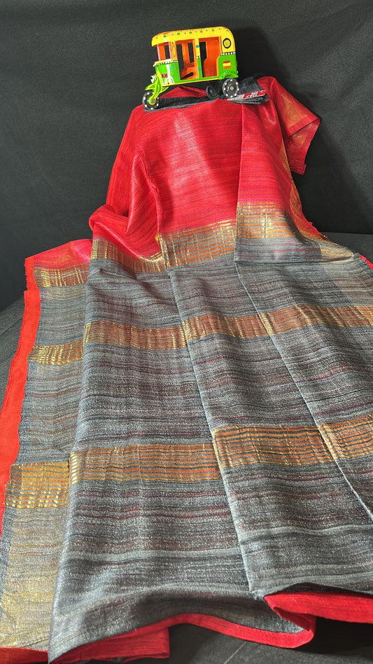 Pure Tussar Gicha saree