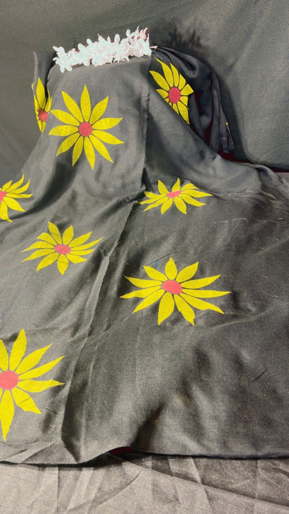 Hand painted khadi saree