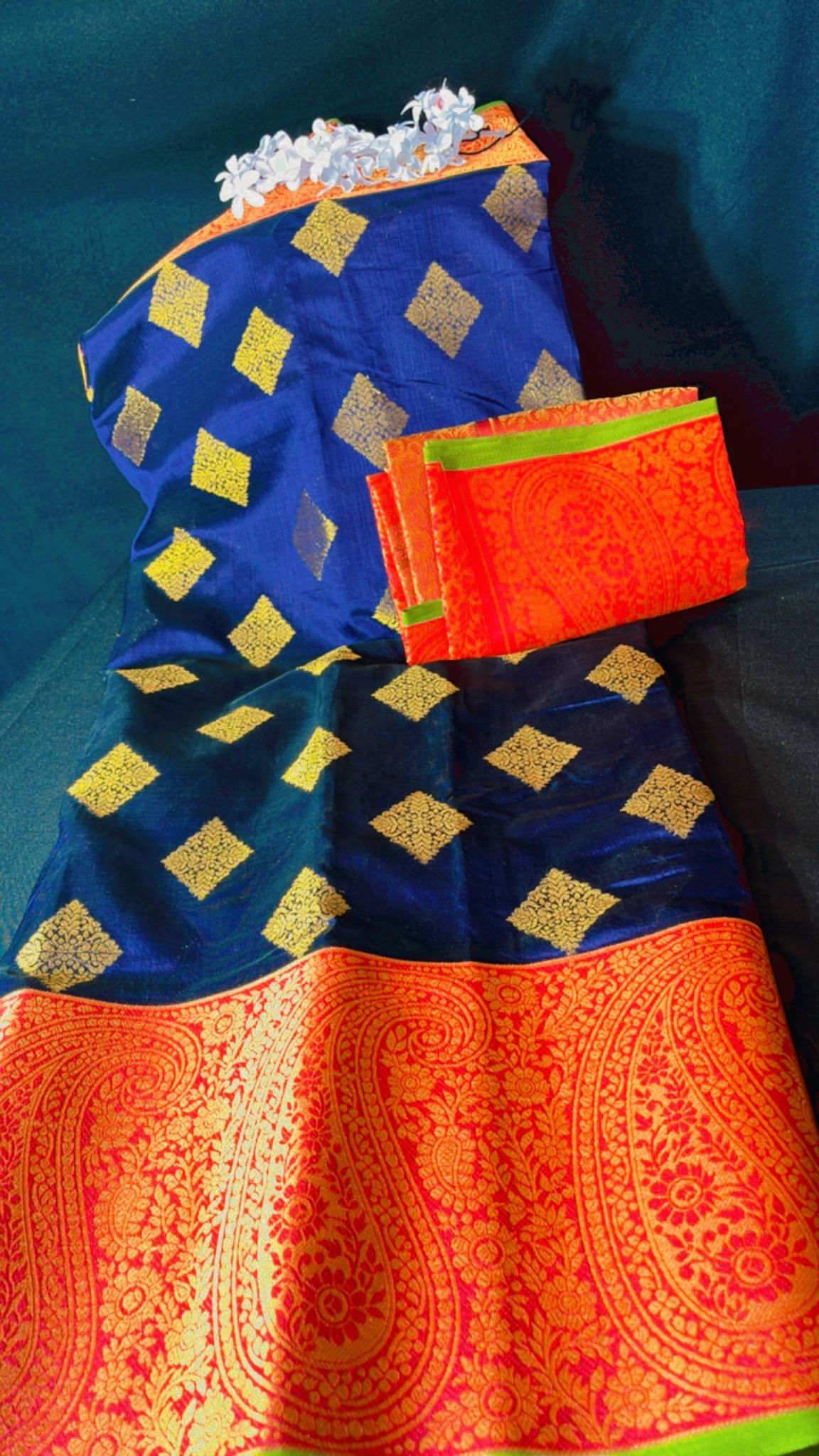 BENARSHI SAREE WITH BROAD RED BORDER