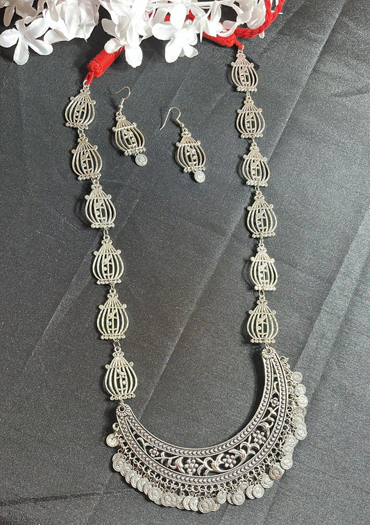 Long chain jewellery set oxidized
