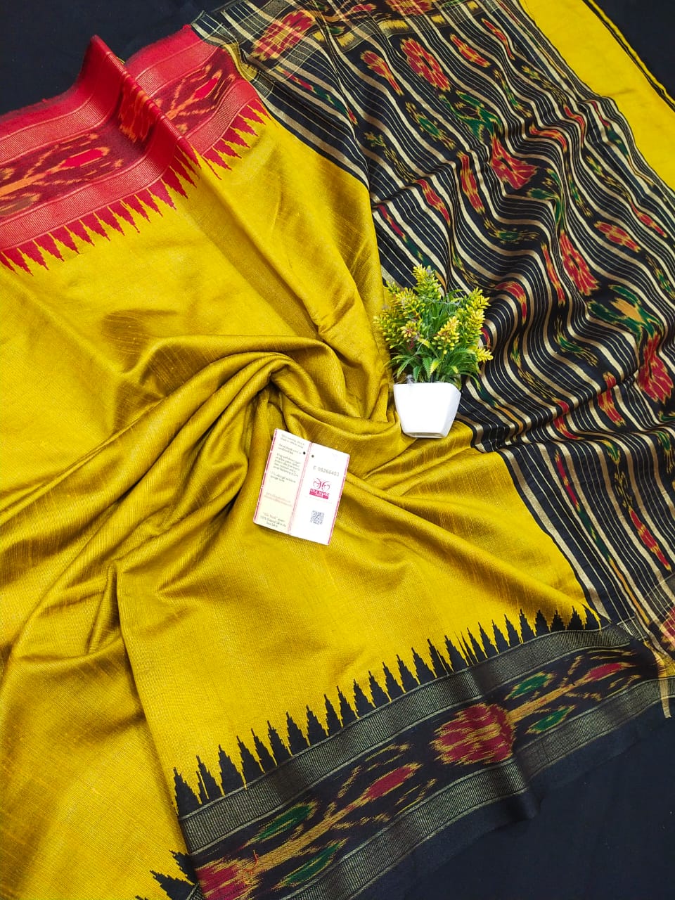 Raw silk saree with pochampally border