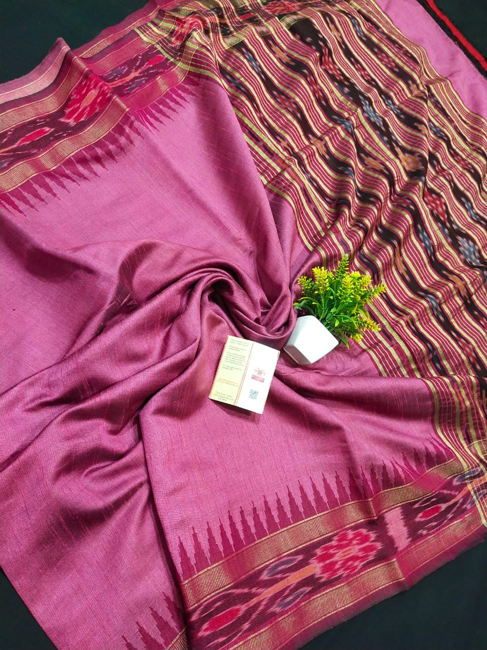 Raw silk saree with pochampally border