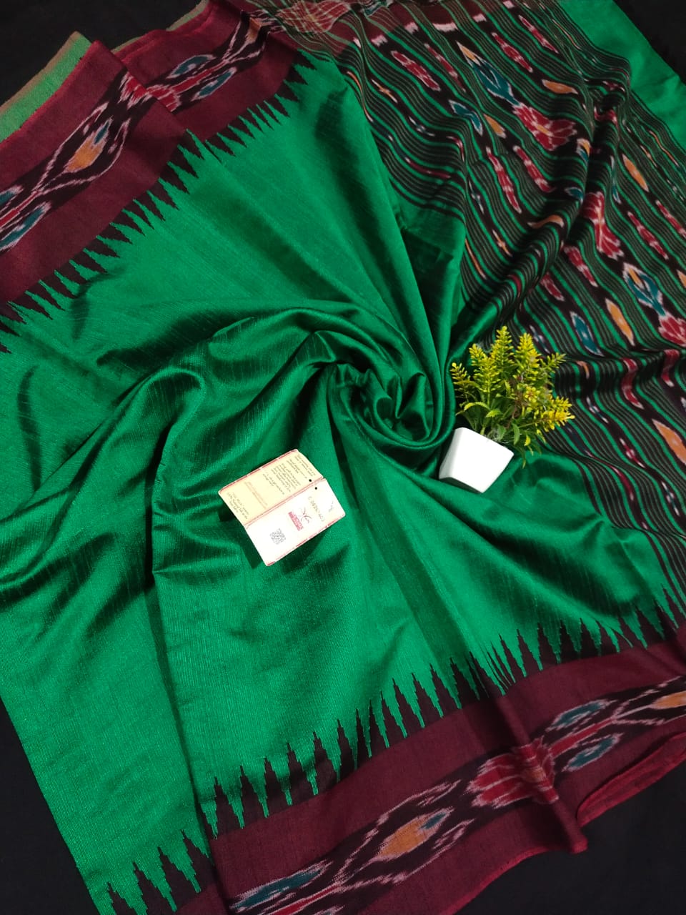 Raw silk saree with pochampally border