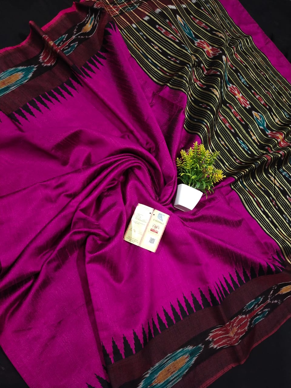 Raw silk saree with pochampally border
