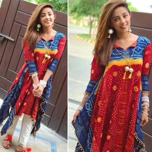 Kaftan set bandhni print