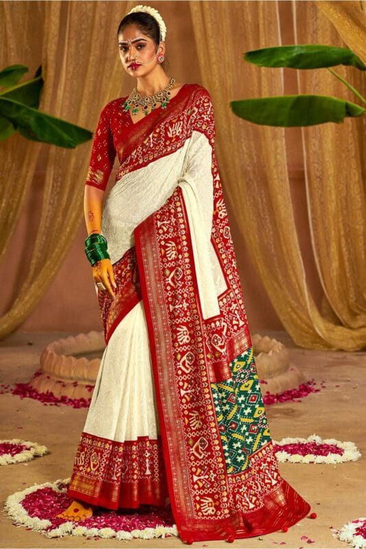 Lucknowi with patola border saree