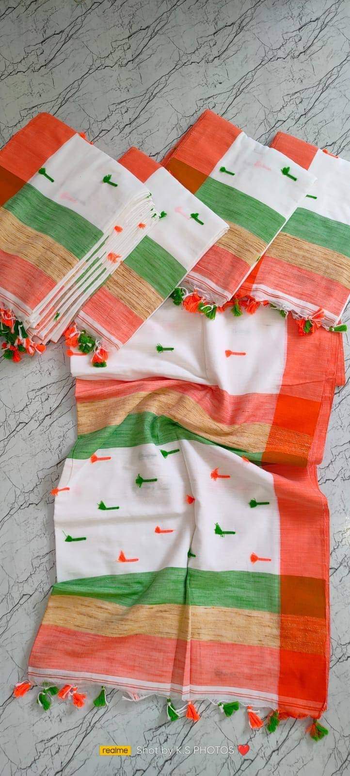 Independance day colour combo khadi saree