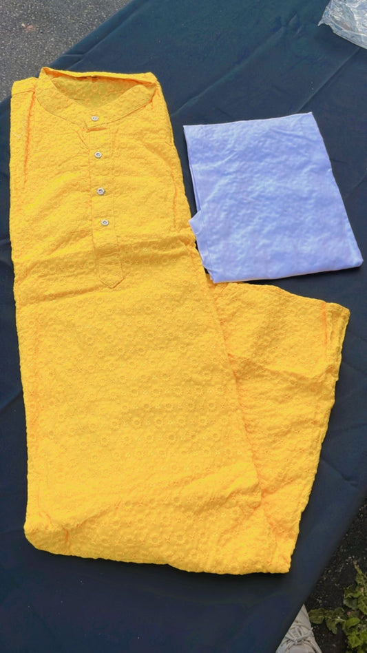 Men's Chikenkari kurta pyjama set