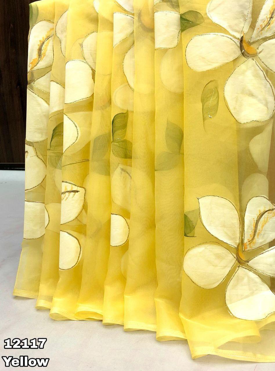 Hand painted on organza saree