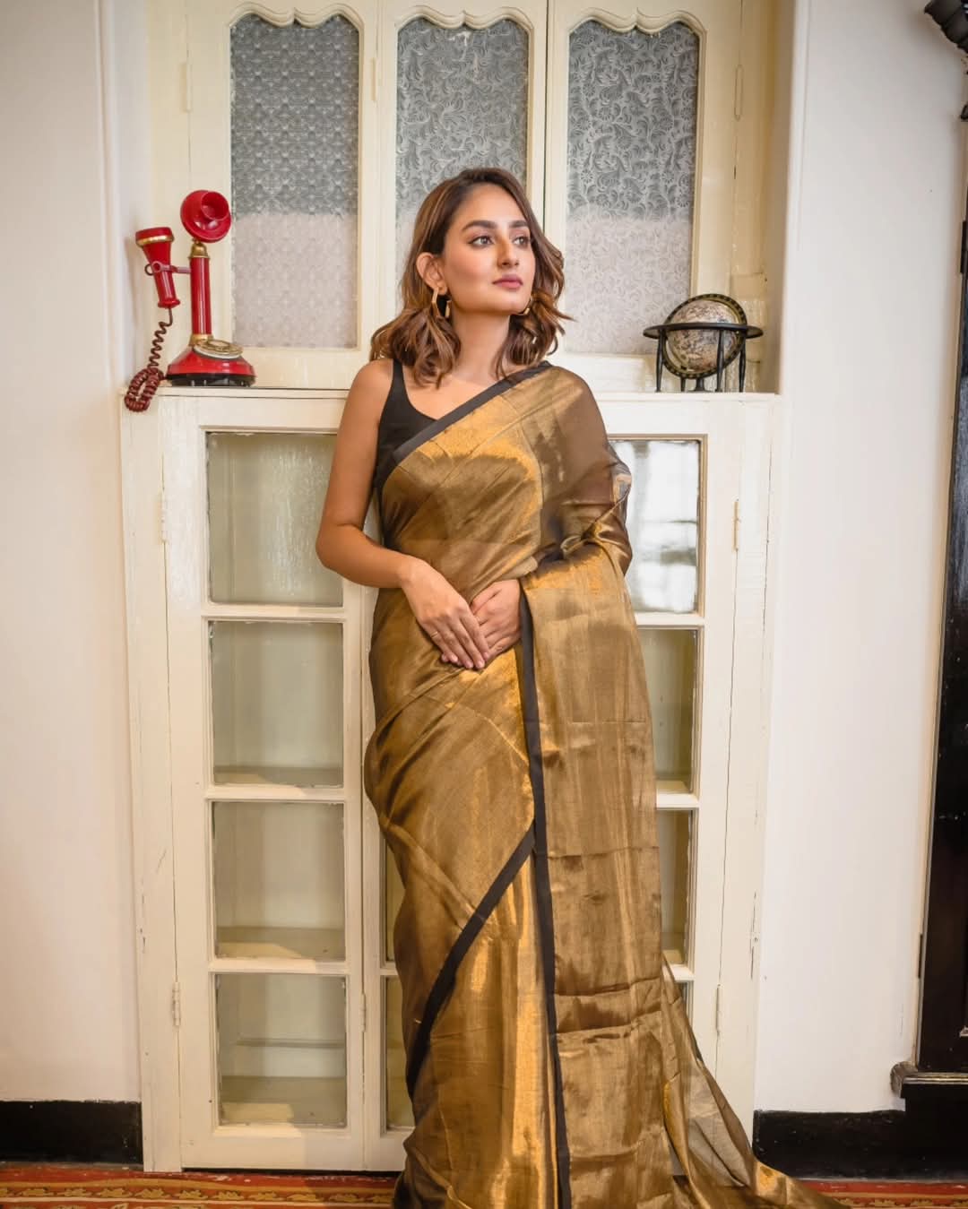 The copper Raga tissue saree