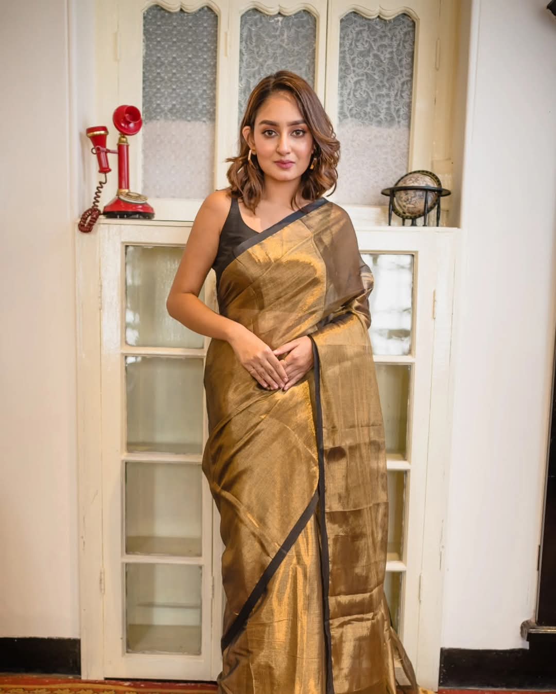The copper Raga tissue saree