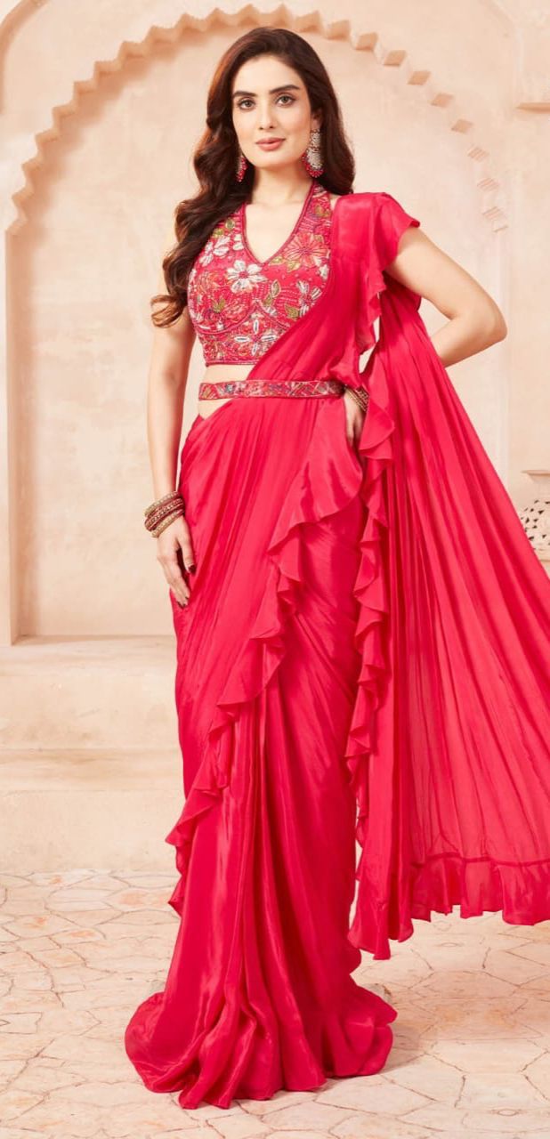 Party wear ready to wear saree with blouse