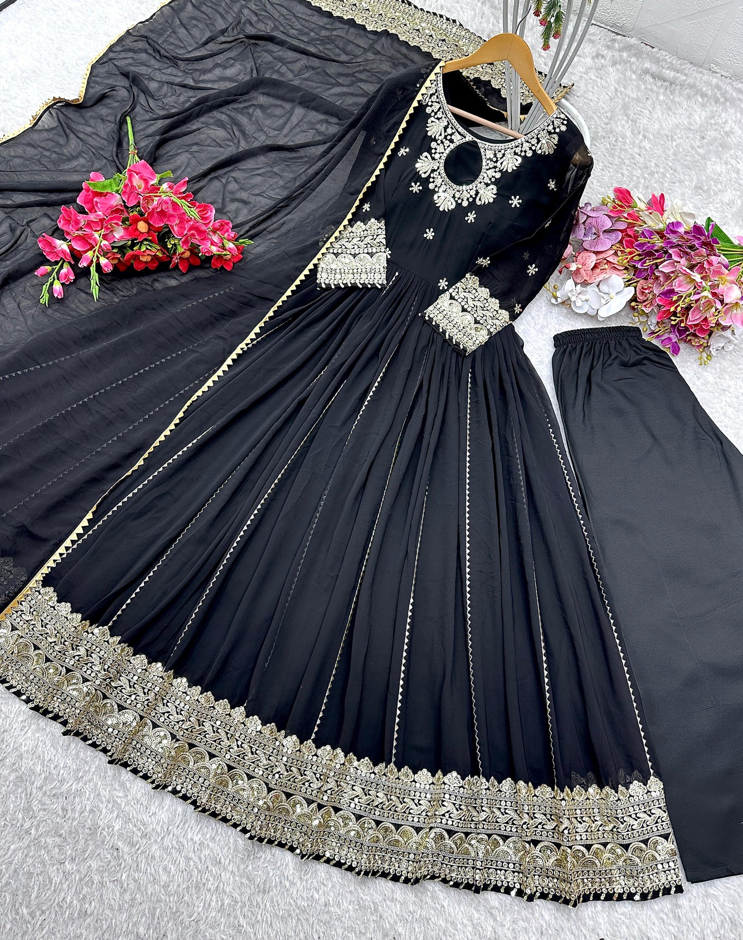 Designer black anarkali suit
