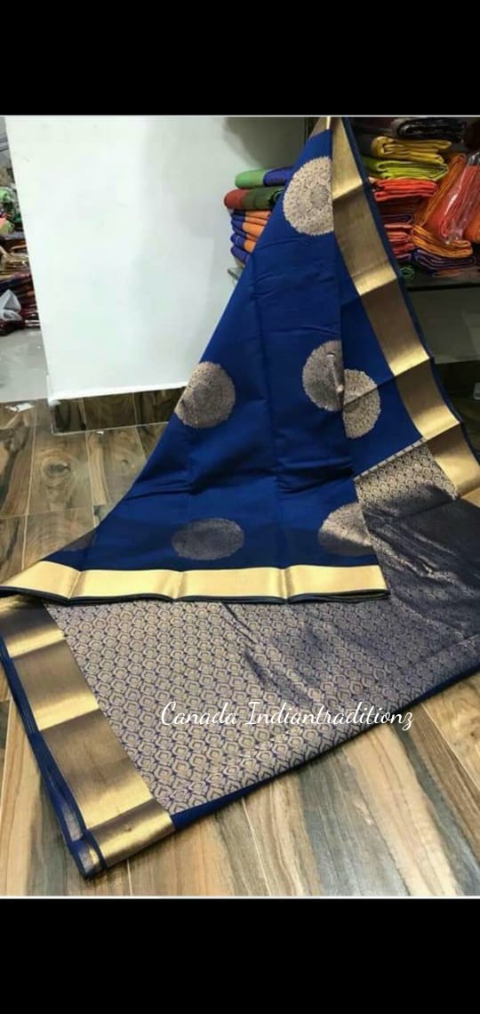 COTTON SILK SAREE WITH ROUND MOTIFS