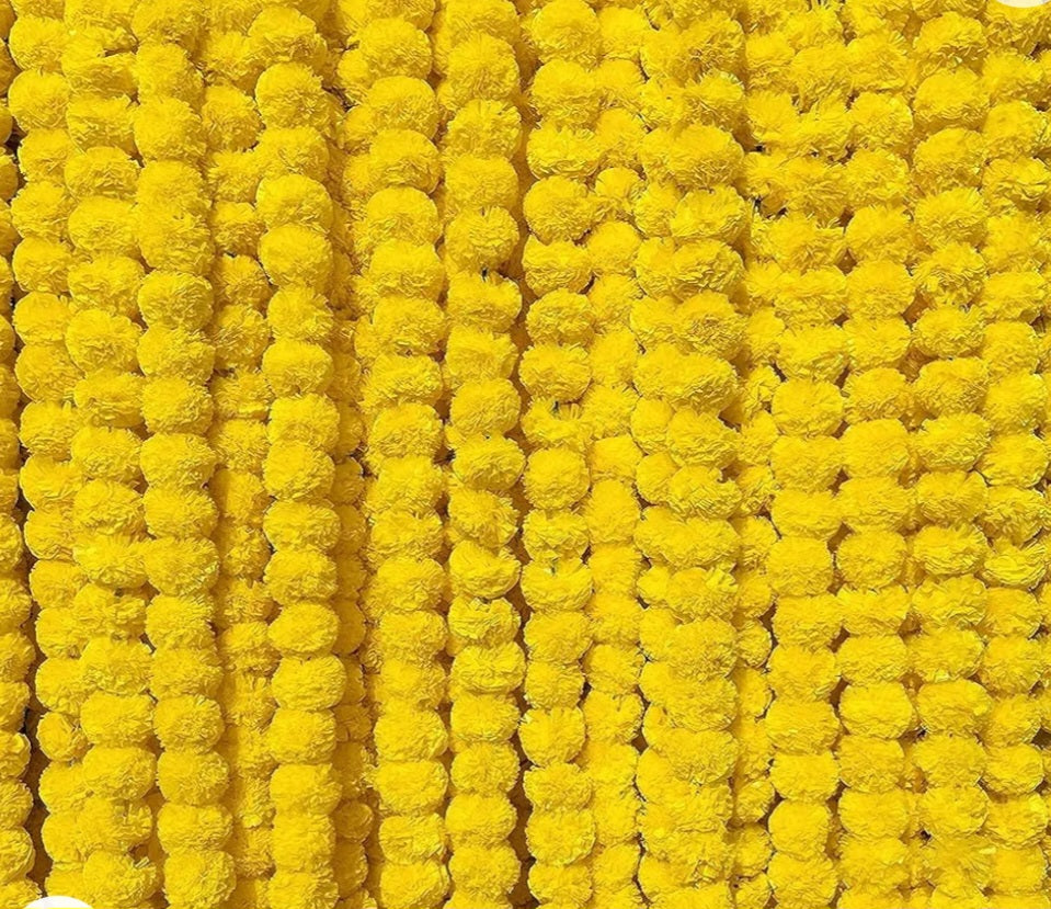 Faux marigold flower strings