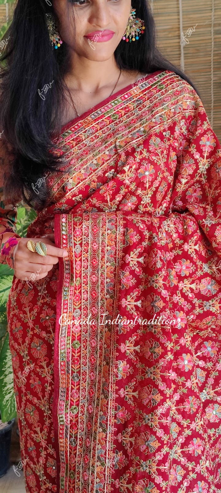 Kashmiri work on pure georgette Saree