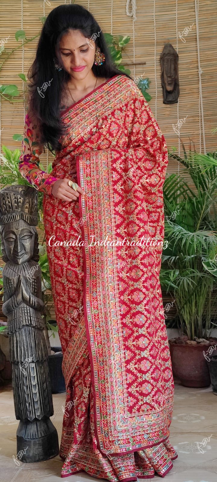 Kashmiri work on pure georgette Saree