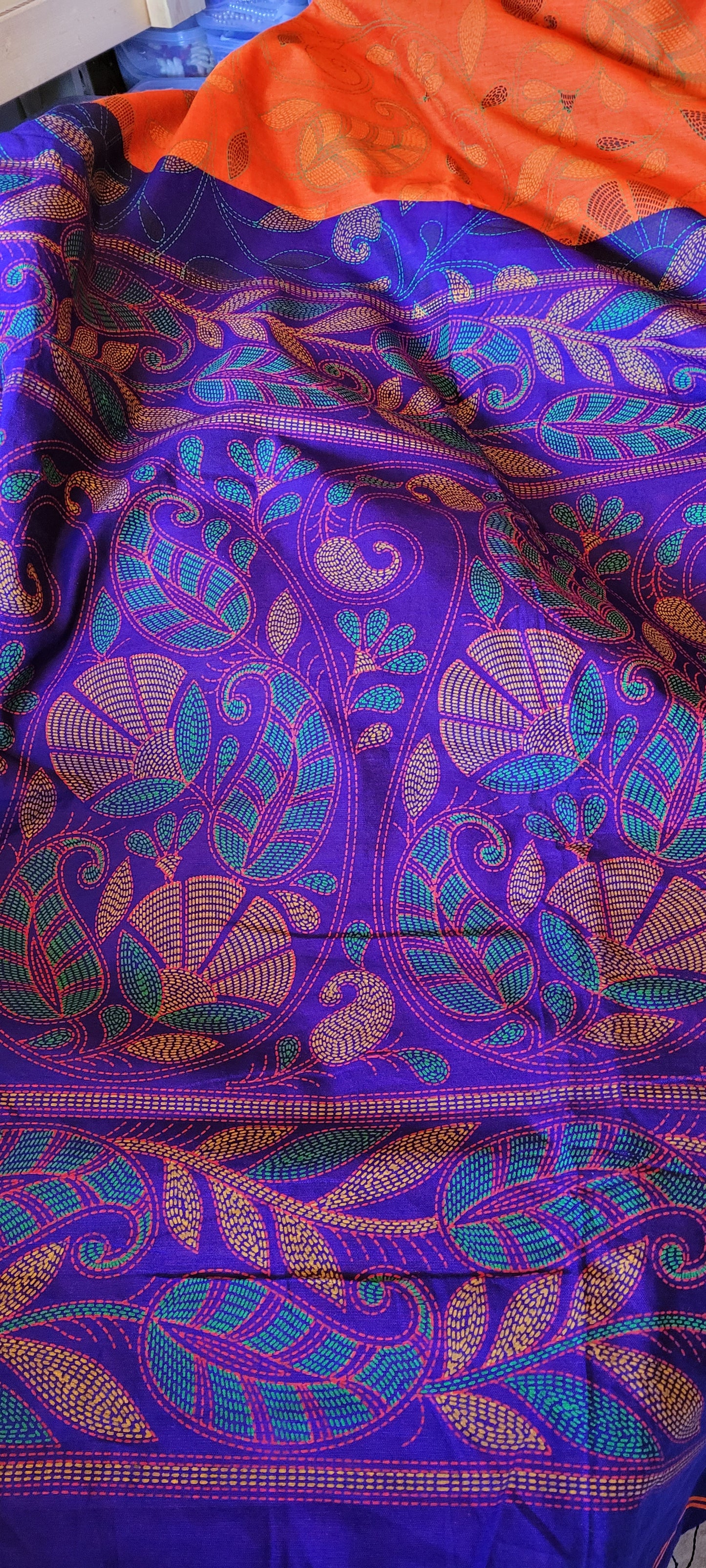 Madhubani block print saree
