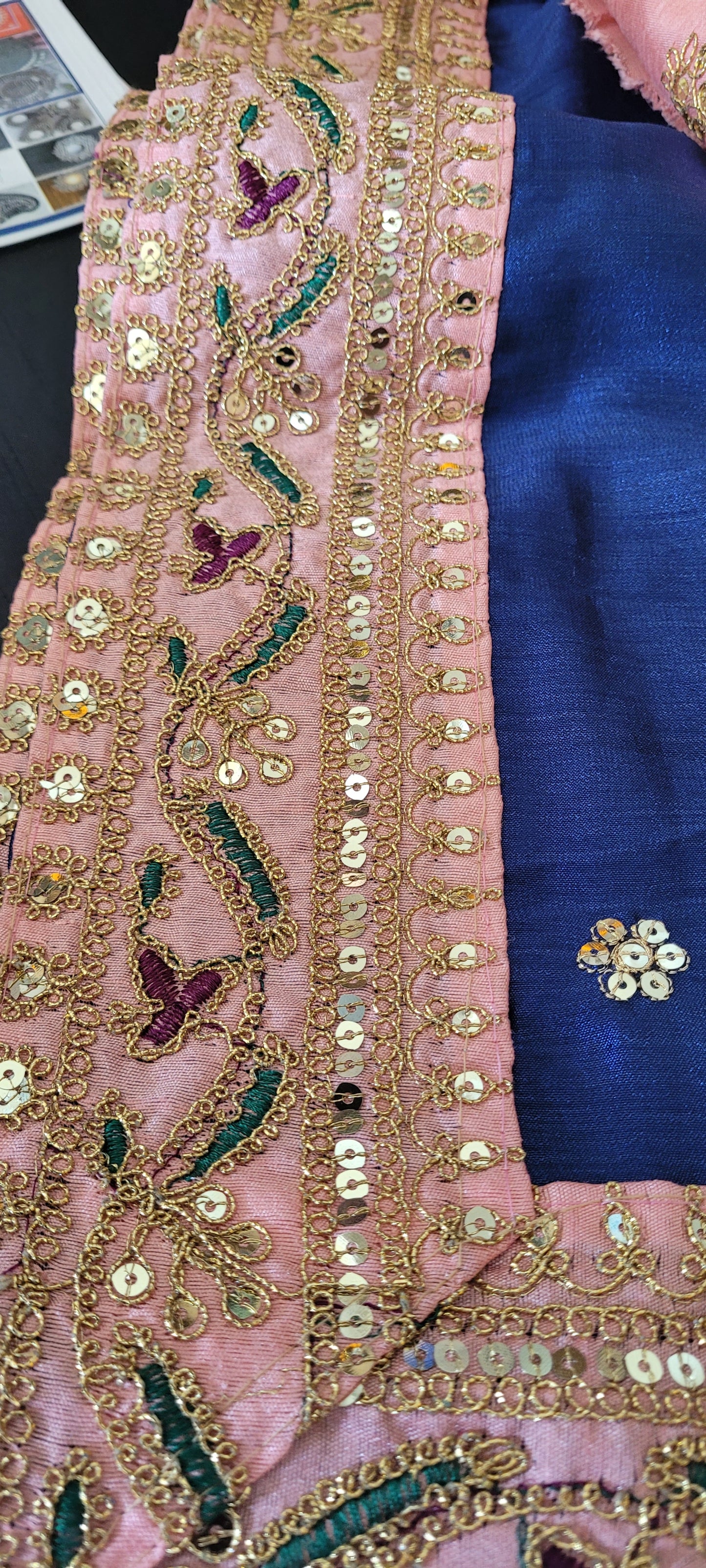 Zari embroidery done on silk saree
