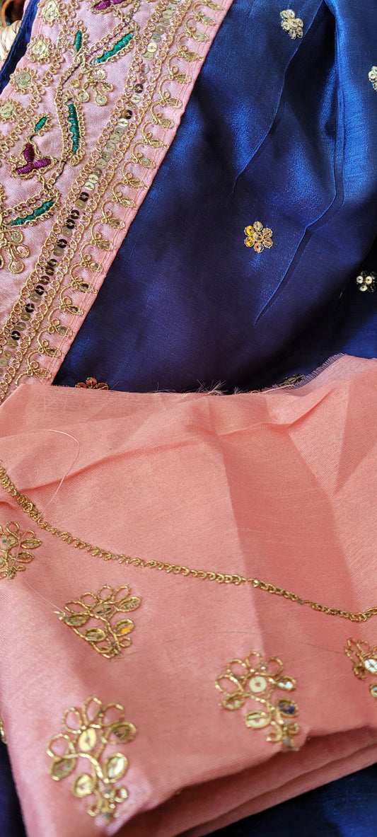 Zari embroidery done on silk saree