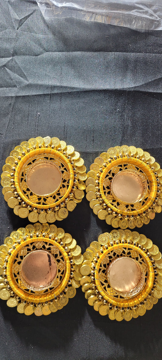 Metal coin plated te lights set of 4
