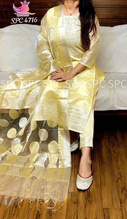Chanderi silk 3 piece set
