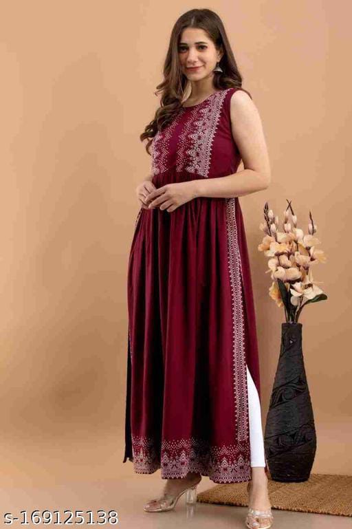 SLEEVELESS LONG A LINE KURTI