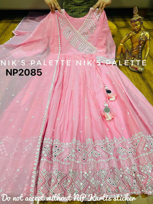 Anarkali light pink suit with dupatta