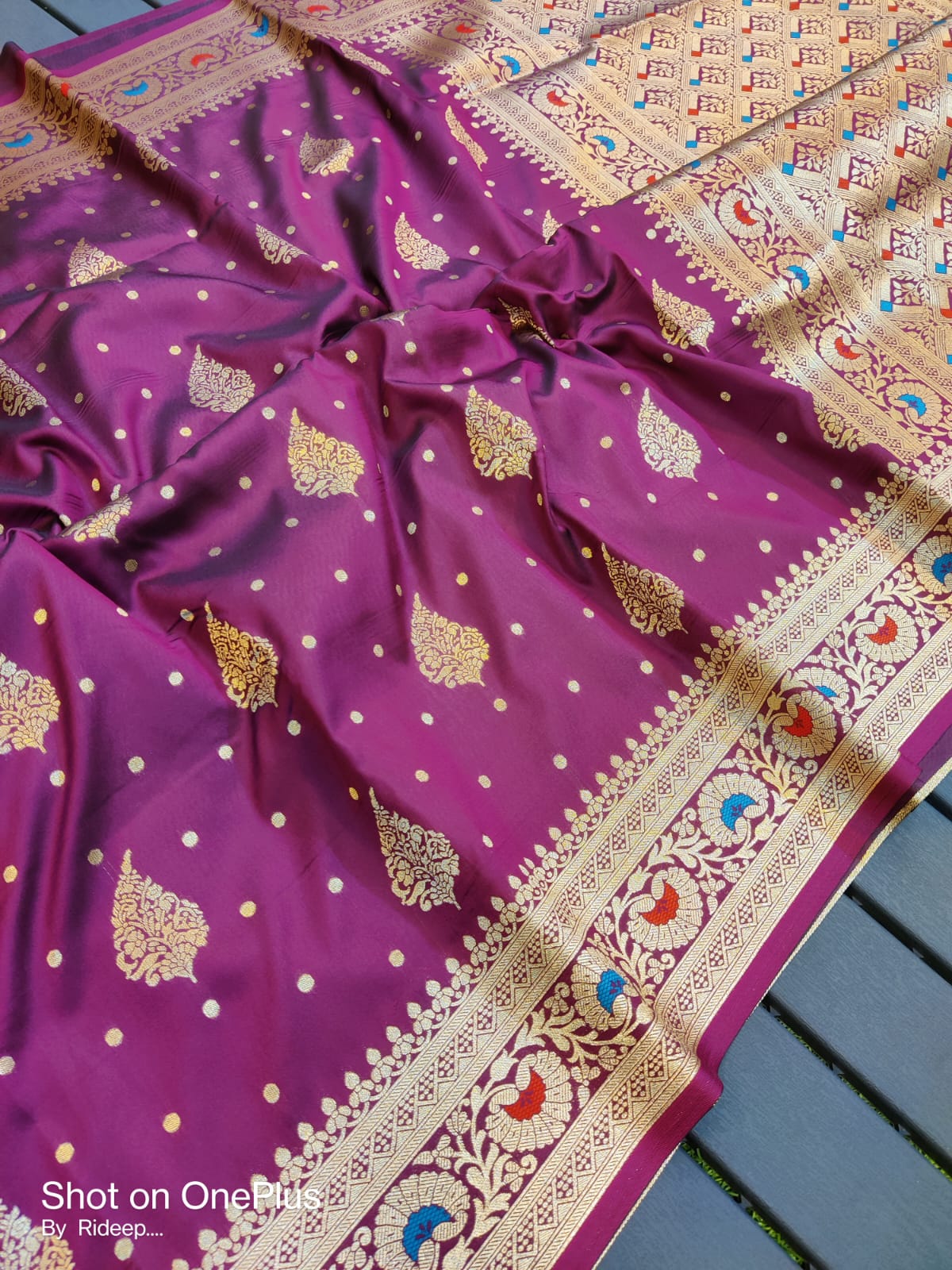 MUGA KATAN SILK WITH MEENAKARI WORK