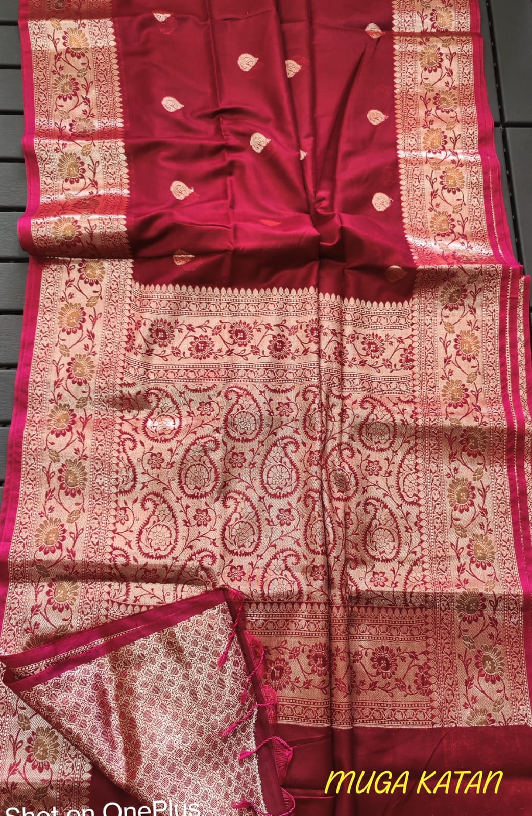 Muga katan dual tone saree