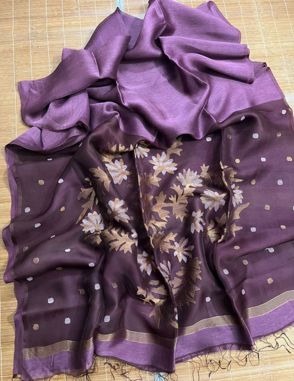 Pure matka muslin jamdani saree