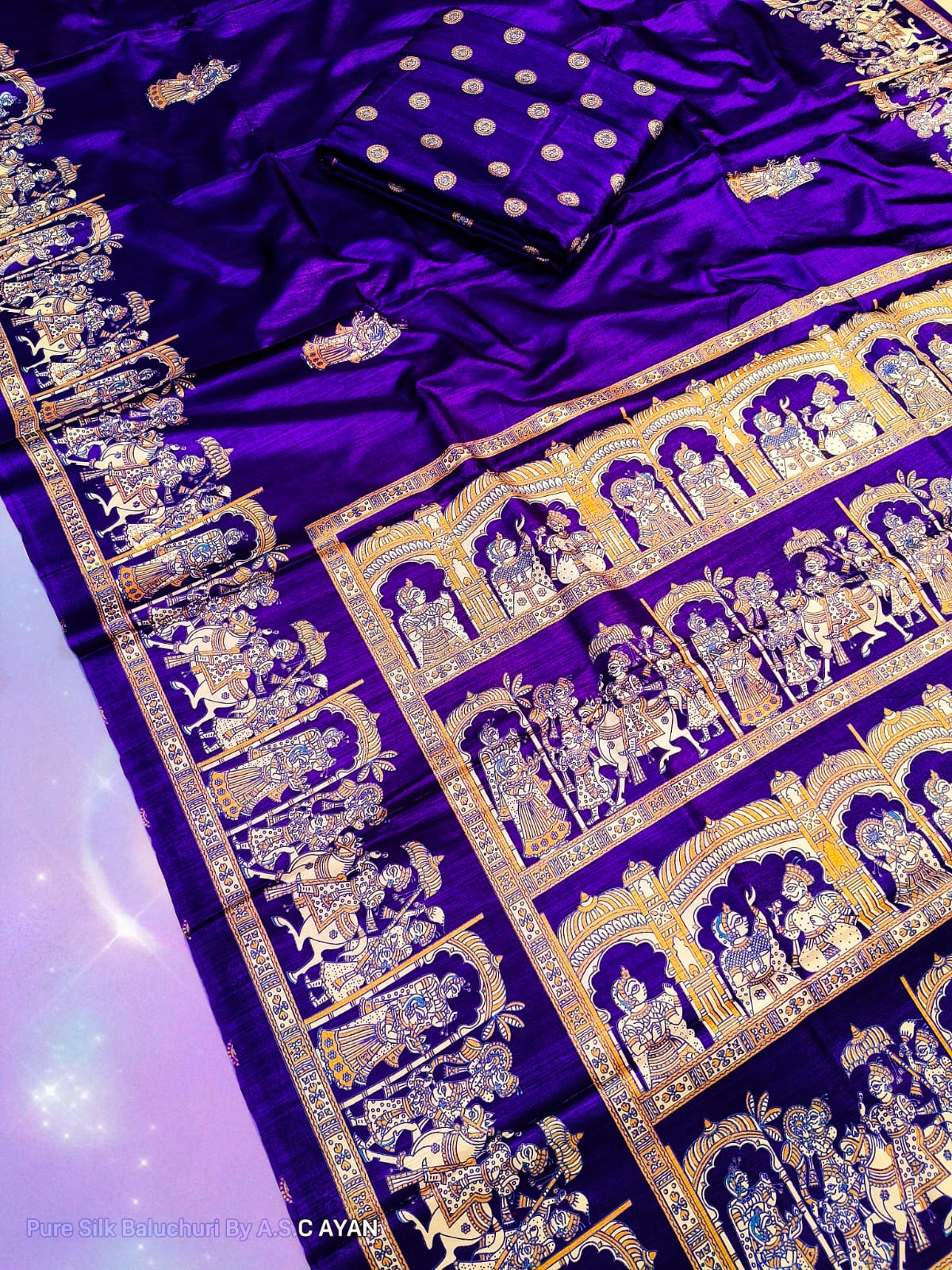 Baluchuri print on raw silk saree