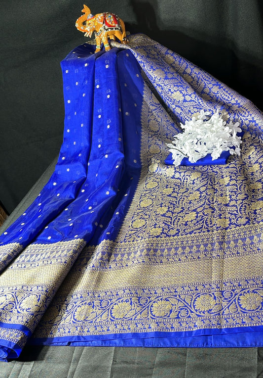 Royal blue soft georgette saree