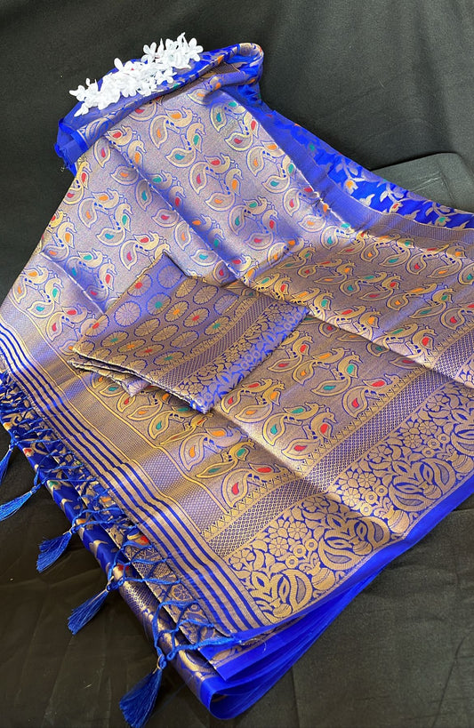 South silk saree with  brocade work all over