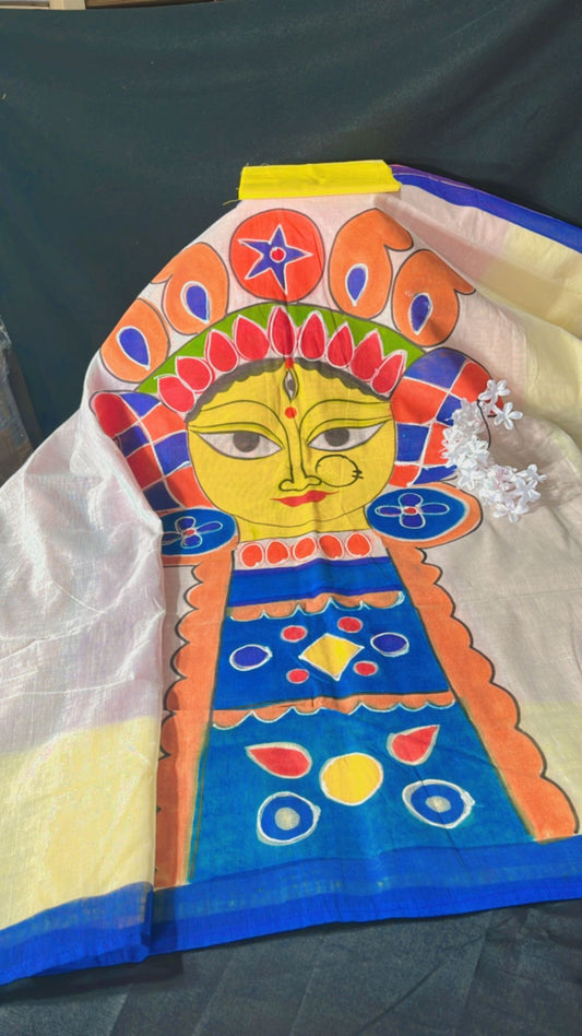 MA DURGA ON KERALA COTTON SAREE