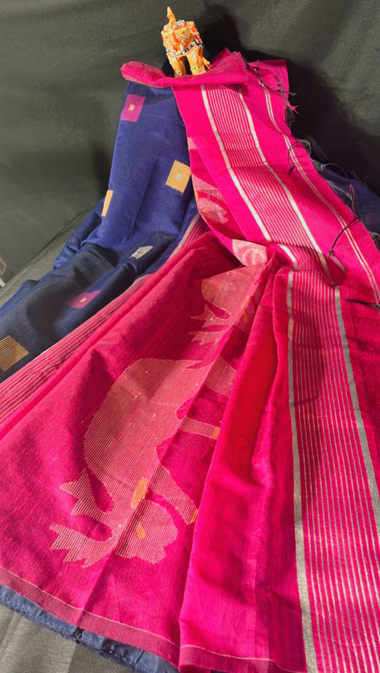 Deer design cotton silk saree
